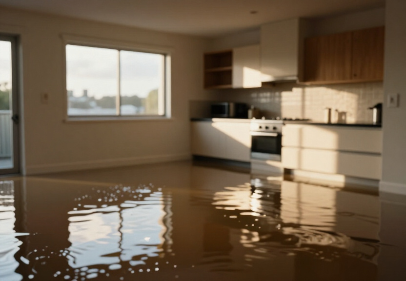Flooded basement in Edgecliff heritage home before extraction